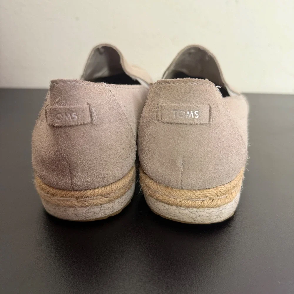 TOMS Palma Suede Platform‎ Espadrille Slip On Jute Shoes Womens 10 Minimalist